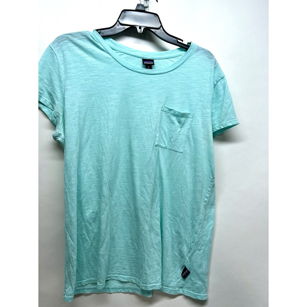 Patagonia Organic Cotton Blend T-Shirt Aqua Size XL Short Sleeve (C6)
